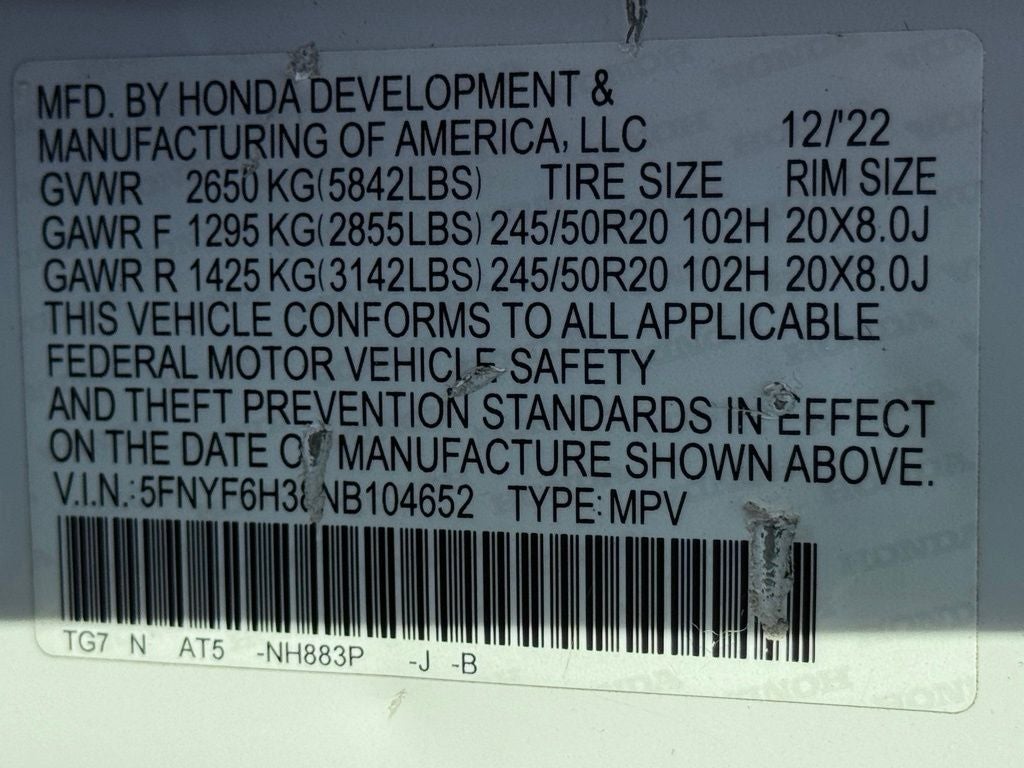 2022 Honda Pilot Sport AWD