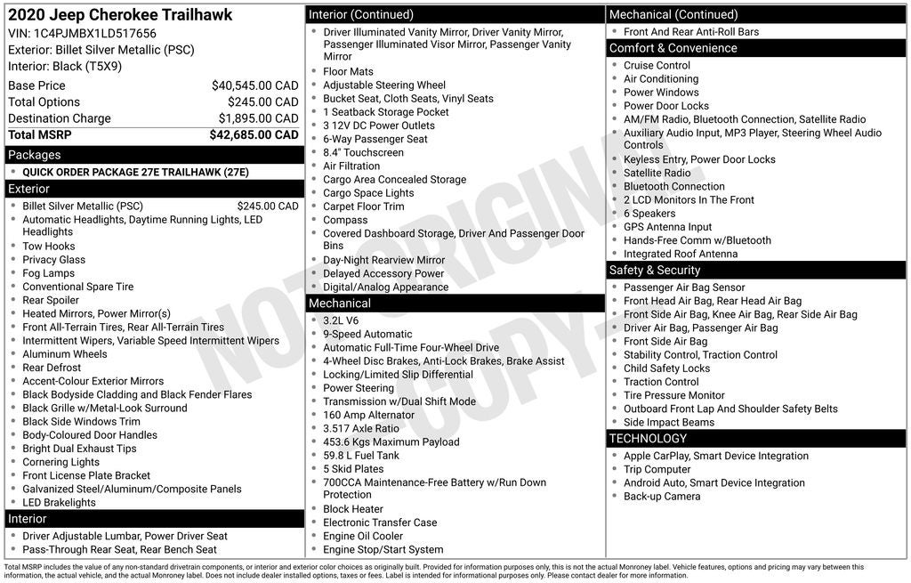 2020 Jeep Cherokee Trailhawk