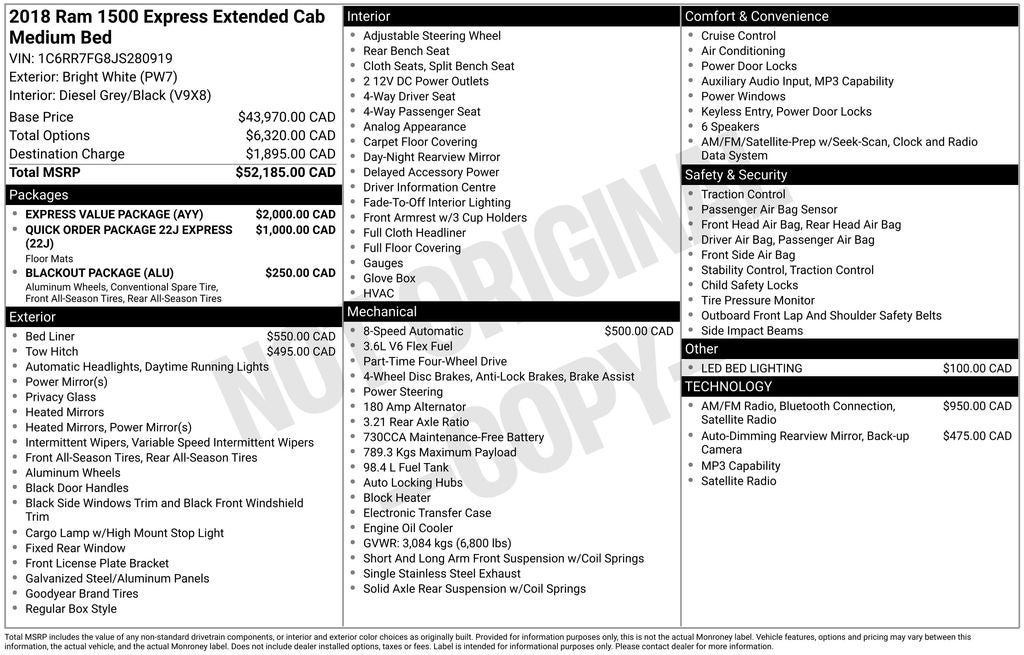 2018 RAM 1500 Express ParkView Rear Back-Up Camera & Integrated Voice Co