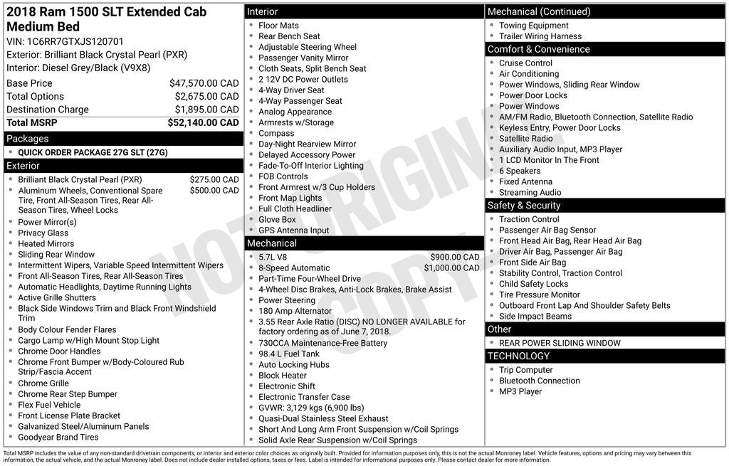 2018 RAM 1500 SLT ParkView Rear Back-Up Camera