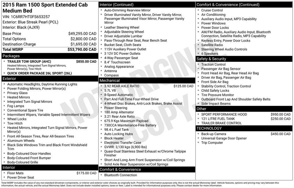 2015 RAM 1500 Sport Integrated Voice Command w/Bluetooth