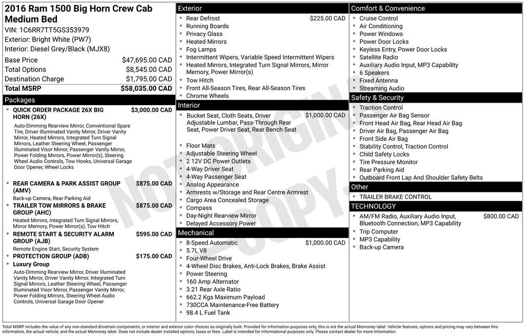 2016 RAM 1500 Big Horn