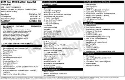 2025 RAM 1500 Big Horn/Lone Star Integrated Voice Command w/Bluetooth