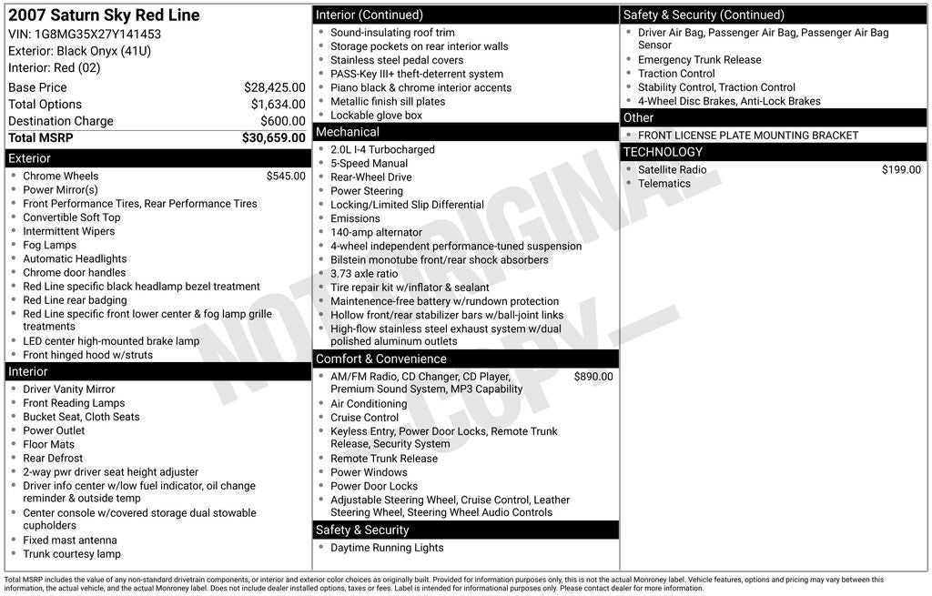 2007 Saturn Sky Red Line Convertible roof