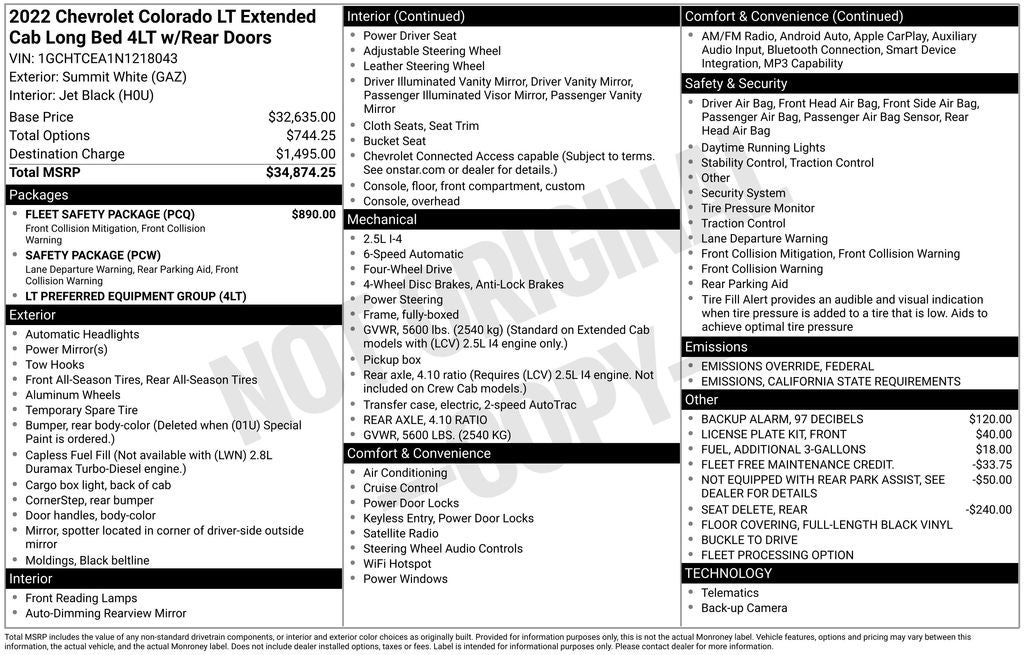 2022 Chevrolet Colorado LT Exterior Parking Camera Rear & Apple CarPlay/Andro