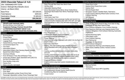 2023 Chevrolet Tahoe LS Apple CarPlay/Android Auto &Driver Alert Package