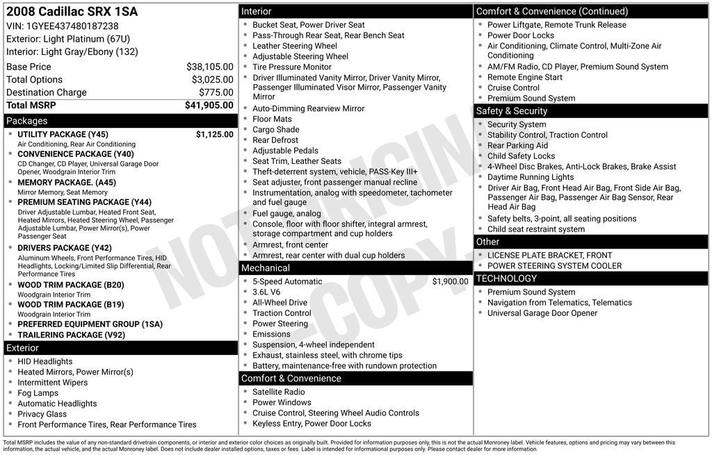 2008 Cadillac SRX V6