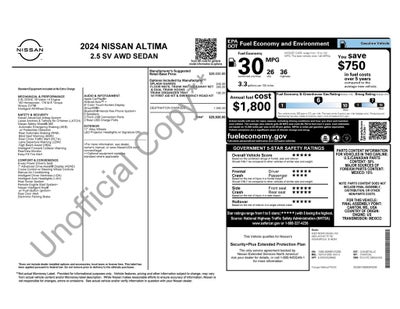2024 Nissan Altima 2.5 SV NissanConnect featuring Apple CarPlay