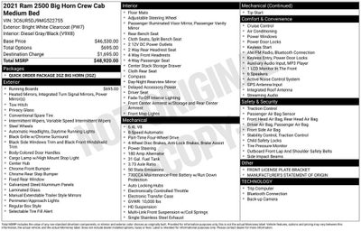 2021 RAM 2500 Big Horn