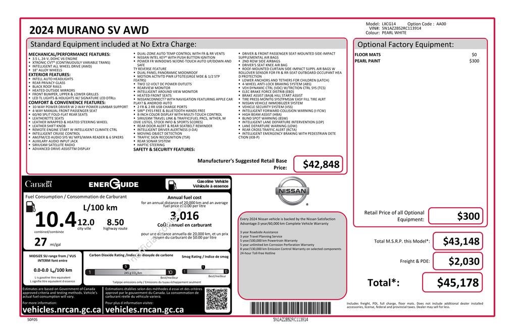 2024 Nissan Murano SV Navigation & Pano Moonroof