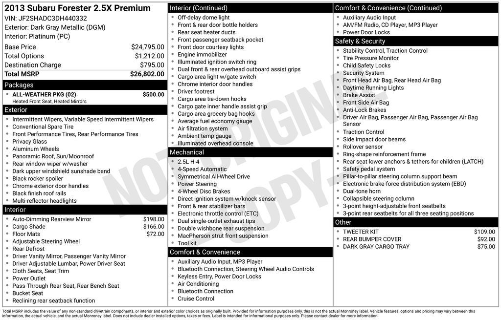 2013 Subaru Forester 2.5X Premium