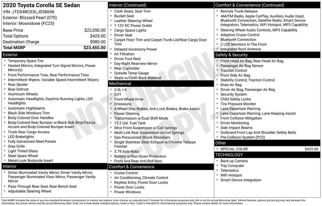 2020 Toyota Corolla SE