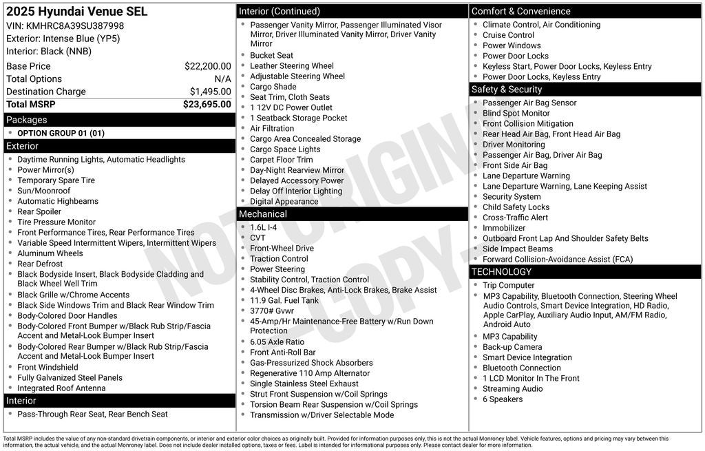 2025 Hyundai Venue SEL Apple CarPlay & Android Auto