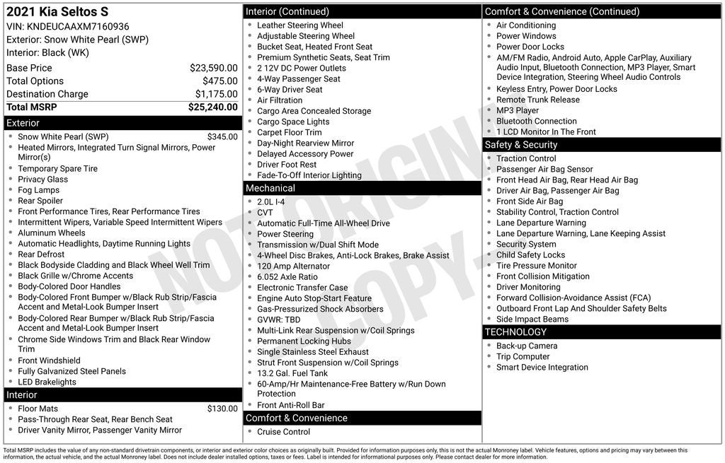 2021 Kia Seltos S