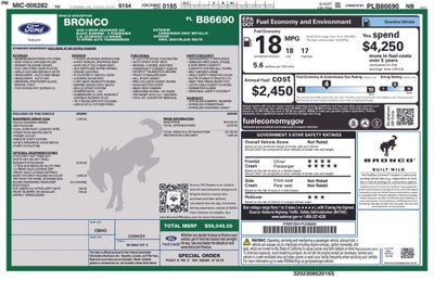 2023 Ford Bronco SASQUATCH HARD TOP MID PKG REMOTE START
