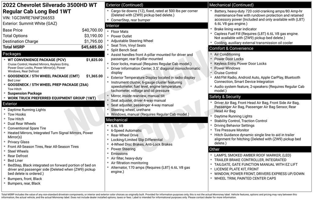 2022 Chevrolet Silverado 3500HD Work Truck DRW