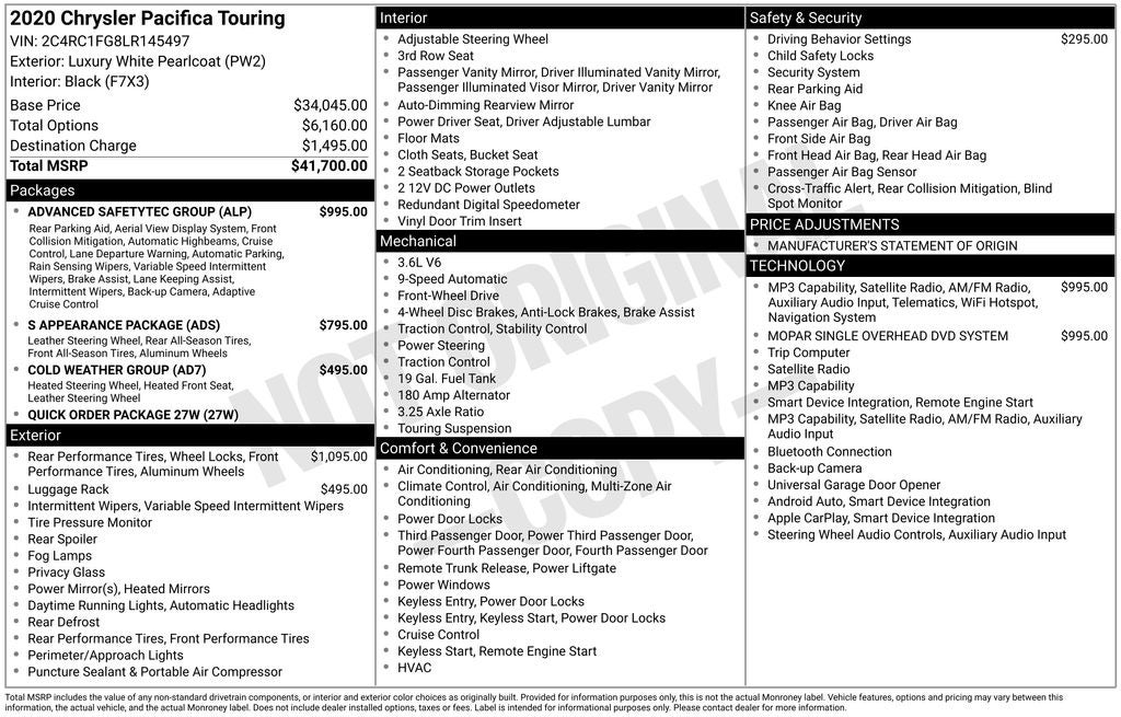 2020 Chrysler Pacifica Touring