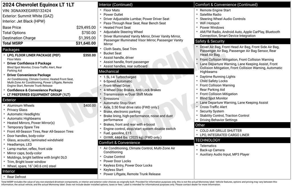 2024 Chevrolet Equinox LT Rear Camera Power Seat