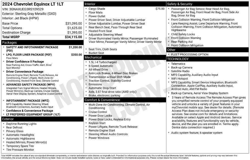 2024 Chevrolet Equinox LT AWD SAFTEY AND PROTECTION PKG HEATED STEERING