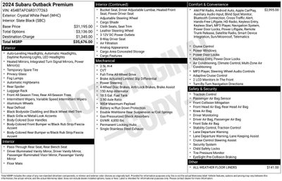 2024 Subaru Outback Premium POWER ROOF AWD REAR CAMERA