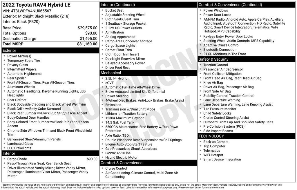 2022 Toyota RAV4 Hybrid LE