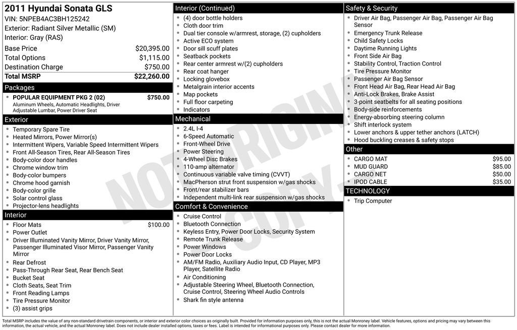 2011 Hyundai Sonata GLS