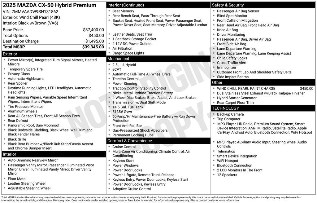 2025 Mazda Mazda CX-50 Hybrid Premium