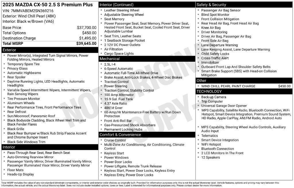 2025 Mazda Mazda CX-50 2.5 S Premium Plus Package