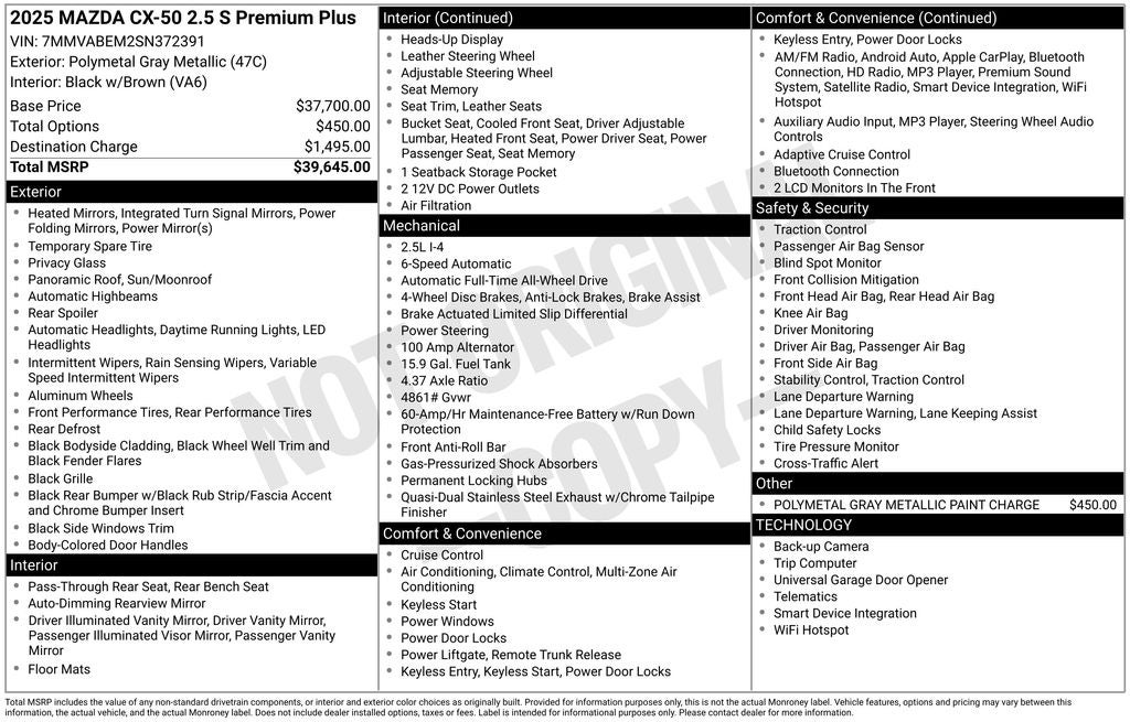 2025 Mazda Mazda CX-50 2.5 S Premium Plus Package