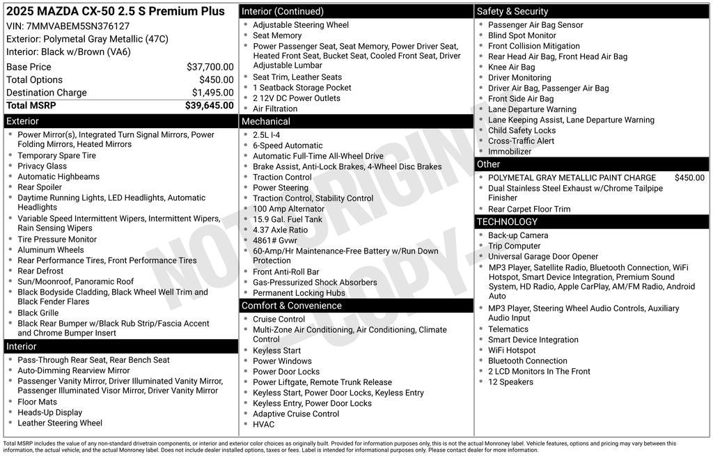 2025 Mazda Mazda CX-50 2.5 S Premium Plus Package