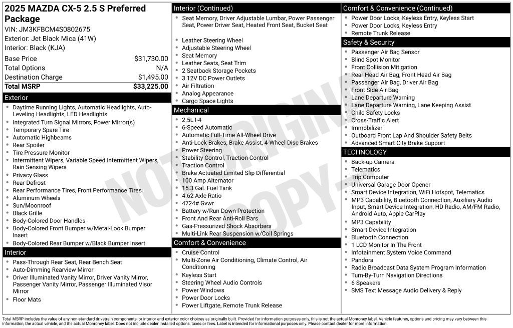 2025 Mazda Mazda CX-5 2.5 S Preferred Package