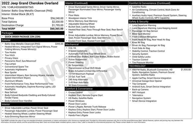 2022 Jeep Grand Cherokee Overland 4x4
