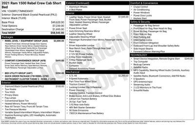 2021 RAM 1500 Rebel Crew Cab 4x4 5'7' Box