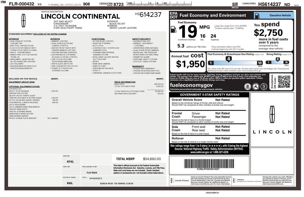 2017 Lincoln Continental Select