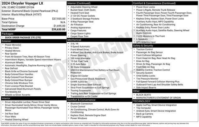 2024 Chrysler Voyager LX
