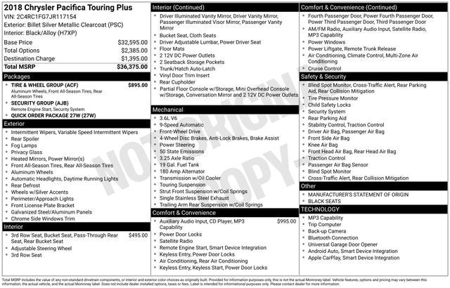 2018 Chrysler Pacifica Touring Plus