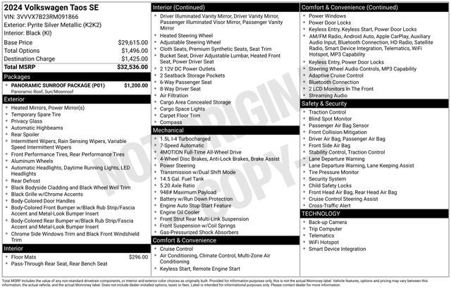 2024 Volkswagen Taos 1.5T SE
