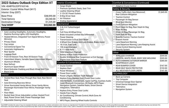 2023 Subaru Outback Onyx Edition XT