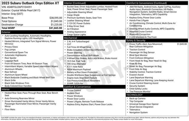 2023 Subaru Outback Onyx Edition XT