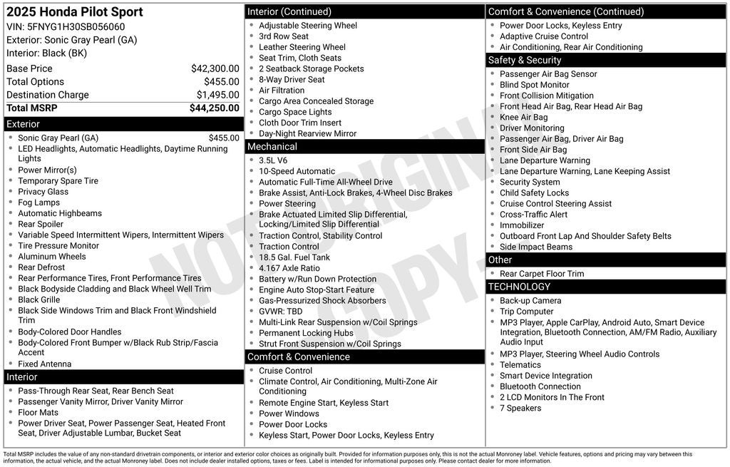 2025 Honda Pilot Sport