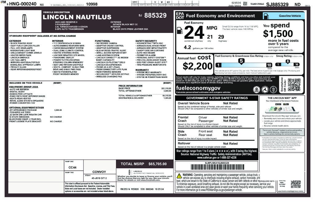 2025 Lincoln Nautilus Reserve CERTIFIED