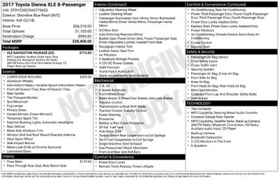 2017 Toyota Sienna XLE 8 Passenger