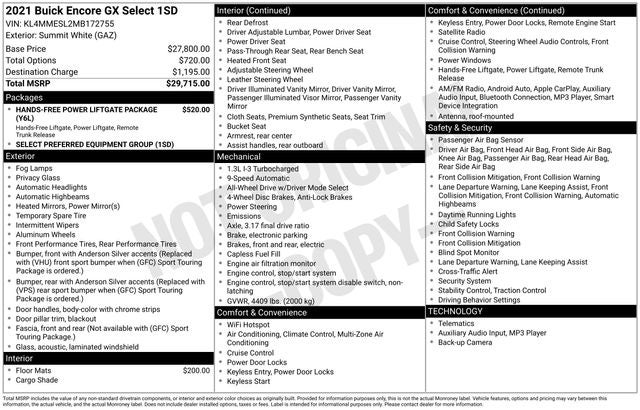 2021 Buick Encore GX AWD Select